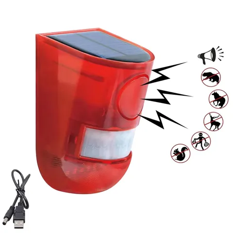 Solar Sound & Light Alarm Outdoor Motion Sensor, 6LEDs Flash Warning Security...