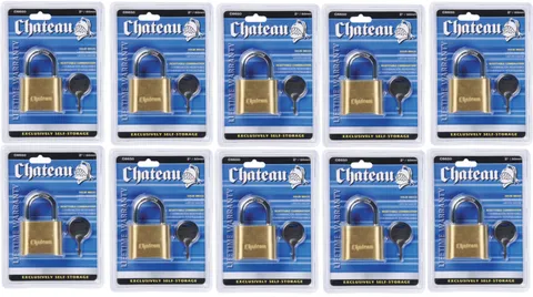 2” Heavy-Duty 4-Wheeled Combination Padlock ( Resettable ) 10 Pack