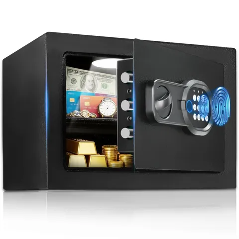 Safe Box 0.8 Cubic Feet with Fingerprint Access & Electronic Keypad - Hidden