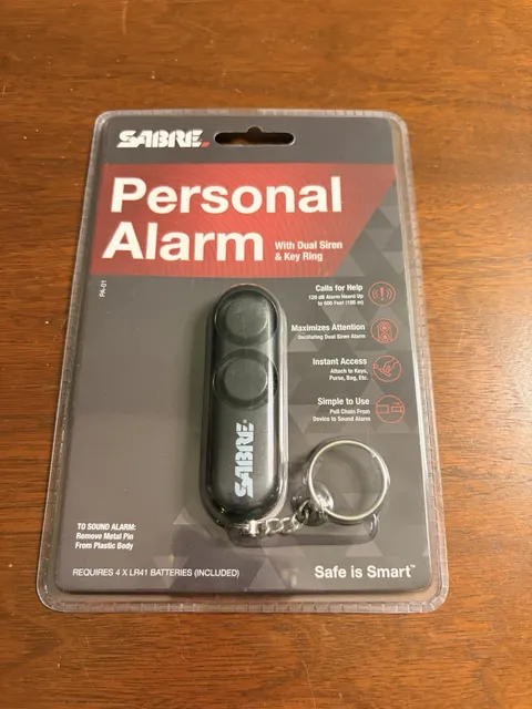 SABRE PA-01 Personal Panic Alarm 120 dB Dual Siren Keyring Black