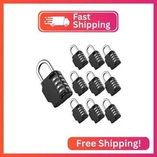 Puroma Combination Lock 4 Digit Gym Locker Padlock Waterproof, 10 Black