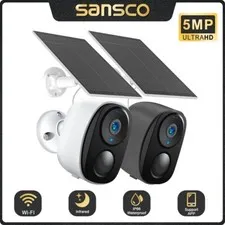2pcs 3MP Solar WIFI Wireless Home Oudoor Security Camera 2-Way Audio Waterproof