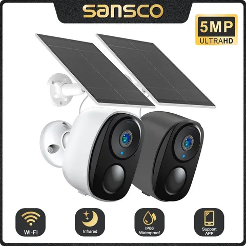 2pcs 3MP Solar WIFI Wireless Home Oudoor Security Camera 2-Way Audio Waterproof