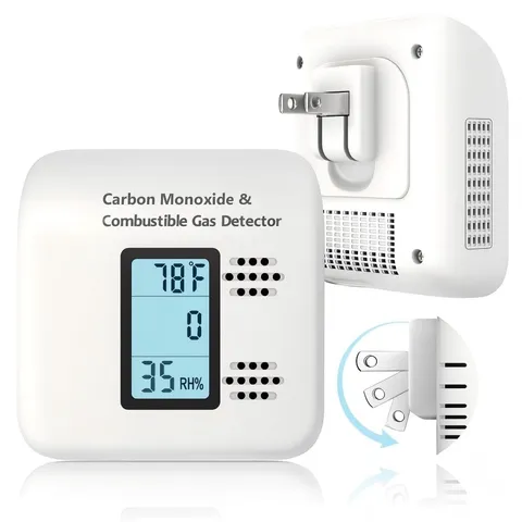 Travel Carbon Monoxide Detectors Plug in Design-4in1, Gas Leak Detector and Natu