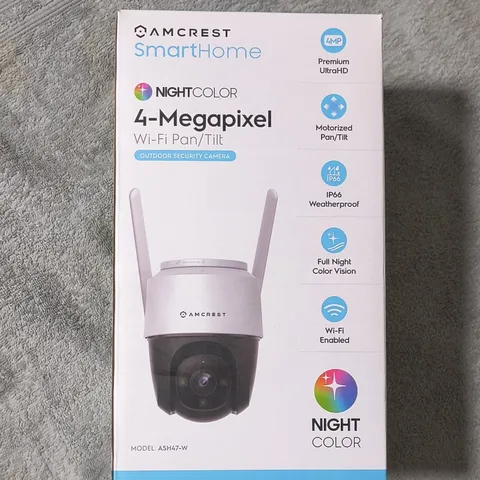 Amcrest 4MP Wi-Fi IP Outdoor Pan/Tilt Camera, Full Night Color Vision ASH47-W