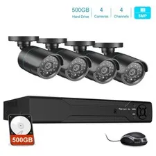5MP HD Home Outdoor Security Camera CCTV System 4CH HMDI DVR IR with 500GB HDD