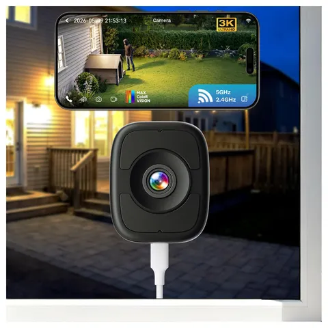 5MP 3K Magnetic Window Camera, Indoor Safeview Camera with Night Vision Full ...