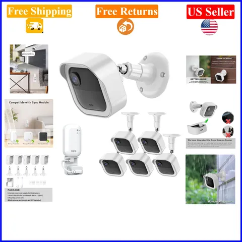 5-Pack White Weatherproof Blink Outdoor Camera Wall Mounts & Sync Module Holders