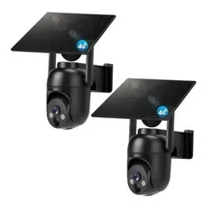 4G LTE Cellular Security Cameras Solar Powered No WiFi Security Black 2 pack