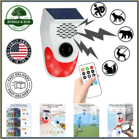 Solar Motion Sensor Alarm with Custom Voice Upload & 120dB Loud Noise Maker