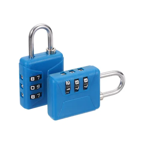 2pcs Resettable 3 Digit Plastic Combination Padlock, Blue (60 x 32mm)