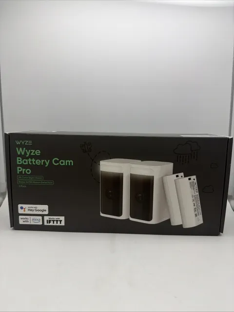 Wyze Battery Cam Pro 2-Pack - 2K HDR Wireless Cameras w/ Mounts  SEALED