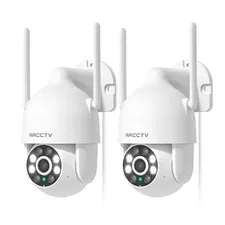 2.5K HD Security Cameras Outdoor Plug-in, 360°Pan-Tilt View, 2 Pack