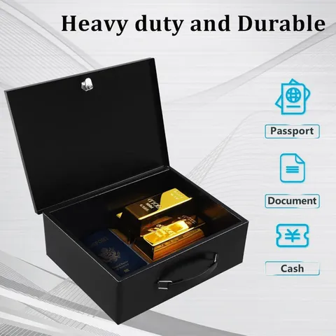 Portable Security Box Fireproof Lock Box for Documents Personal Items Home