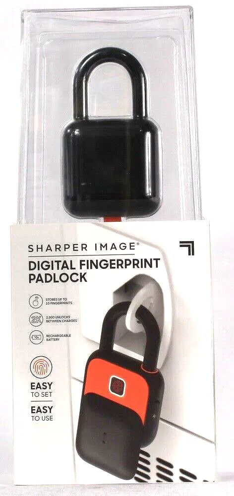 1 Count Sharper Image Digital Fingerprint Padlock Stores Up To 10 Fingerprints