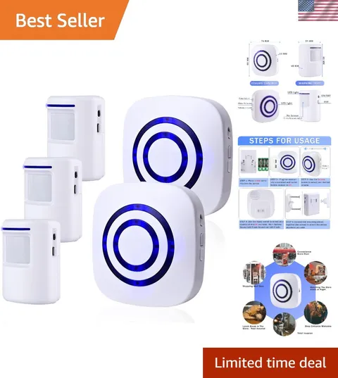 Motion Sensor Alarm,Wireless Driveway Alarm Indoor Home Security Business Det...
