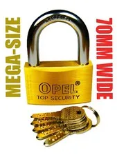 PADLOCK, DIMPLE KEYS (5), DIFFICULT TO DUPLICATE, HIGH-SECURITY, 70MM MEGA-SIZE