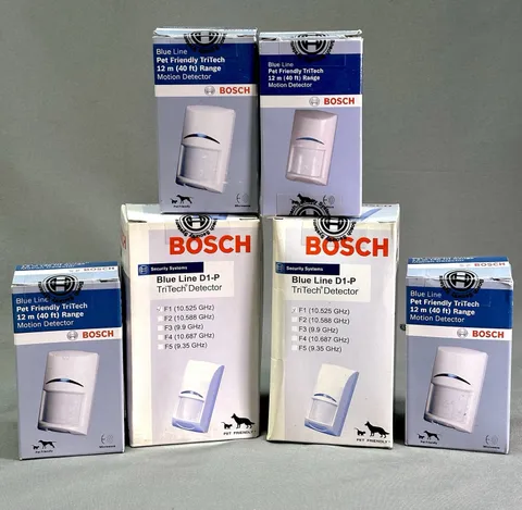 LOT OF 6 Bosch ISC-BDL2-WP12 & ISM-BLD1-P-F1 Motion Detectors Blue Line TriTech