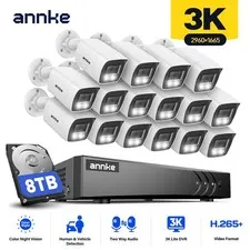 ANNKE 16CH DVR 3K Two Way Audio Security Camera System AI Detection Full Color