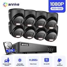 ANNKE 8CH 5MP Lite DVR 1080P Outdoor CCTV Security Camera System AI Color Night
