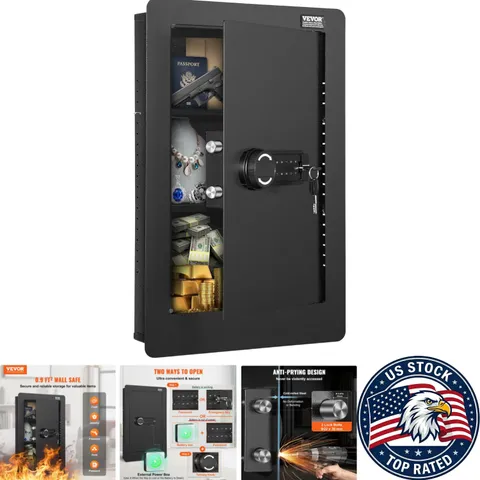25.59” Wall Safe with Keypad & LED Light - Durable Q235 Steel Security