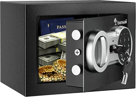 Electronic Security Lock Box 0.23 Cubic Feet Steel Safe For Cash Jewelry 9x7x7