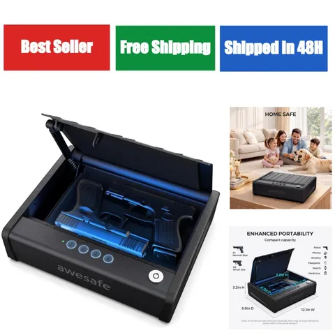 AWESAFE Biometric Gun Safe - Portable Handgun Lock Box with Quick Access