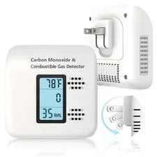 Travel Carbon Monoxide Detectors Plug in Design-4in1, Gas Leak Detector and Natu