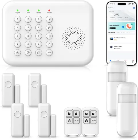 Simply Safe Home Alarm System,Wifi+Gsm/4G Alarm System with Door Sensors & Motio