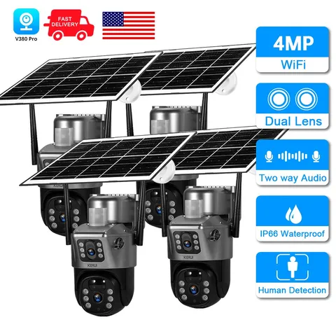 Solar Battery Powered Wireless WiFi Outdoor Pan/Tilt Home Security Camera System