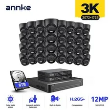 ANNKE 3K AI Color Night POE Security Camera System 32CH 12MP NVR Audio Recording