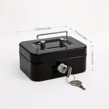 Lockable Metal Money Box Portable Cash Safe fits Home Office and Business Use