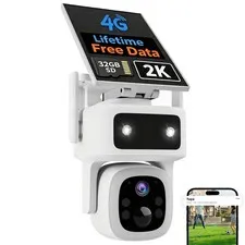 4G LTE Solar Cellular Security Camera Outdoor Wireless, Lifetime Free Data & ...