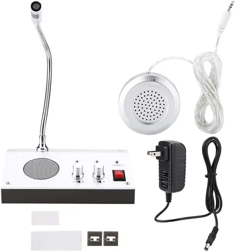 Dual Way Window Intercom System with Mic & Speaker, Automatic Two-Way Counter In