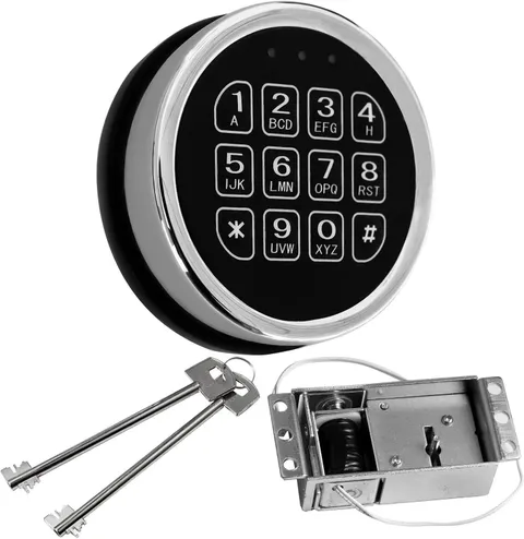 YUE HING Gun Safe Lock Replacement Chrome Keypad with Solenoid 2 Override Key