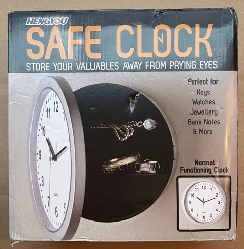 SAFE CLOCK - Wall Clock Home Safe Hidden Storage Hanging Bedroom Living Room NEW