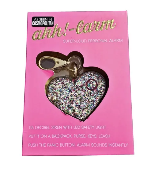 Ahh! Larm Super Loud Personal Safety Alarm Heart Panic Button LED Confetti 