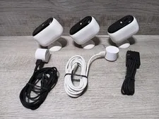 Arlo VMC3050 Essential 2K Wire-Outdoor Security Cameras (3-Pack) W Power Cords