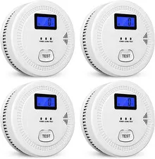 4-Pack, Smoke and Carbon Monoxide Detector,2 in 1, Detectors,85Db in Alarm,Lcd S