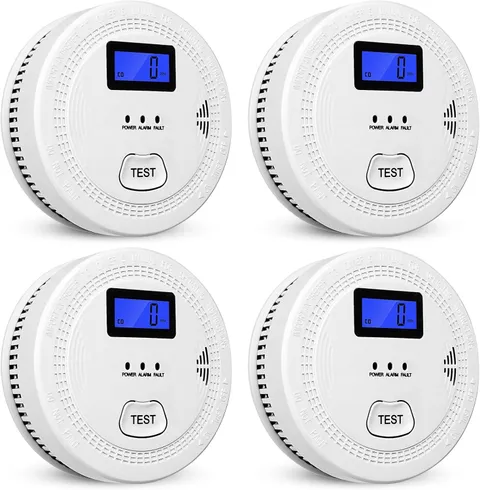 4-Pack, Smoke and Carbon Monoxide Detector,2 in 1, Detectors,85Db in Alarm,Lcd S