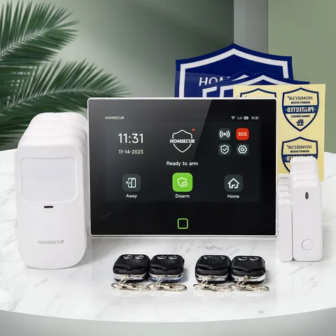 HOMSECUR Wireless WIFI 4G LCD Burglar Alarm System Touch Screen+4 Pet-Immune PIR