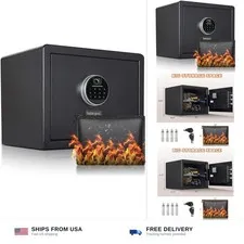 1.2 Cubic Fingerprint Fireproof Home Safe With Fireproof Document Bag, Digita...