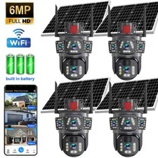 Dual Lens 4K WiFi Solar IP Camera Wireless Outdoor CCTV PTZ Home Security Cam US