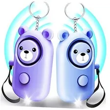 Personal Alarm Safe Sound for Women Kids Elders, 2 Pack Cute 130dB Blue+Purple