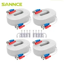 SANNCE 4x100ft Video Power Cable BNC RCA Connector Wire for CCTV Security Camera