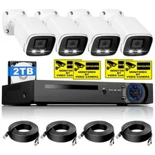 Outdoor 8CH PoE CCTV System H.265+ 4MP Cam 2TB HDD 18M Ethernet Cable Full Kit