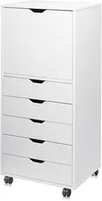 DEVAISE Wood File Drawers, Mobile Office Cabinet with 5 Drawer and 1 Door, Ro...