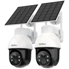 Wireless 5MP Solar Security Camera PTZ 360° Smart Tracking, Color Night Vision,