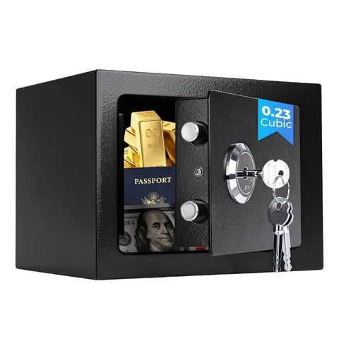Small Safe Box for Home, Wall Safes 0.23 Cubic Feet, Heavy Duty Steel Safety ...