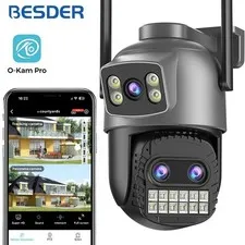 BESDER 15MP PTZ WiFi Camera Dual Screen 10X Zoom Outdoor IP66 Night Vision 